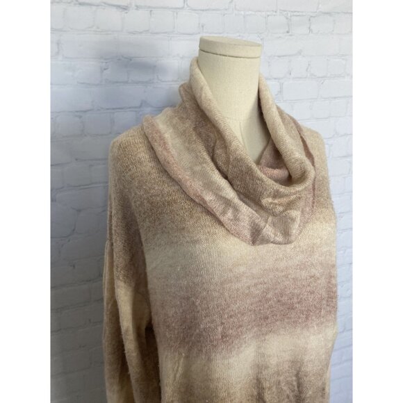 ⭐ 3/$15 American Eagle Cowl Neck Pink Tan Stripe Soft Sweater M - Picture 7 of 10